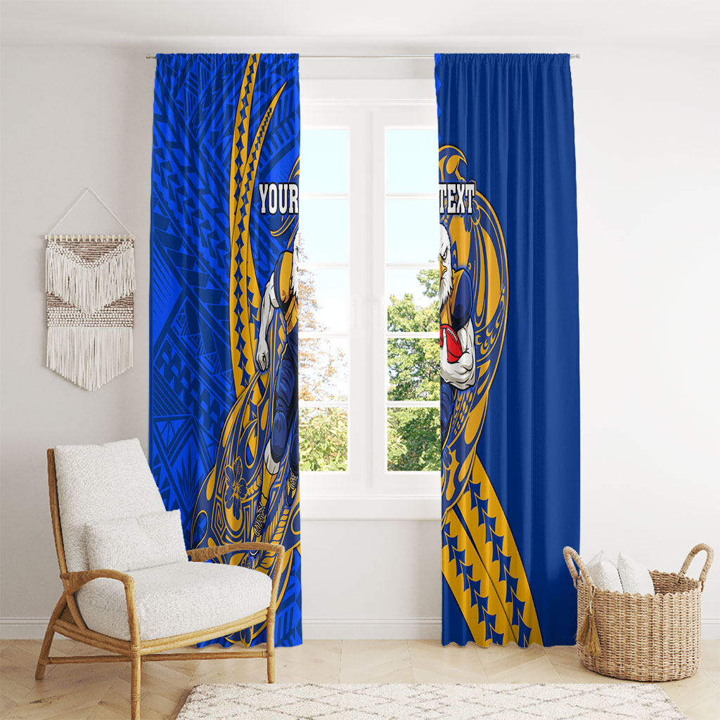 Personalized West Coast Eagles Window Curtain Polynesian Tribal Eagle Mascot With Hibiscus Floral Art