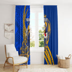 Personalized West Coast Eagles Window Curtain Polynesian Tribal Eagle Mascot With Hibiscus Floral Art