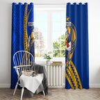 Personalized West Coast Eagles Window Curtain Polynesian Tribal Eagle Mascot With Hibiscus Floral Art