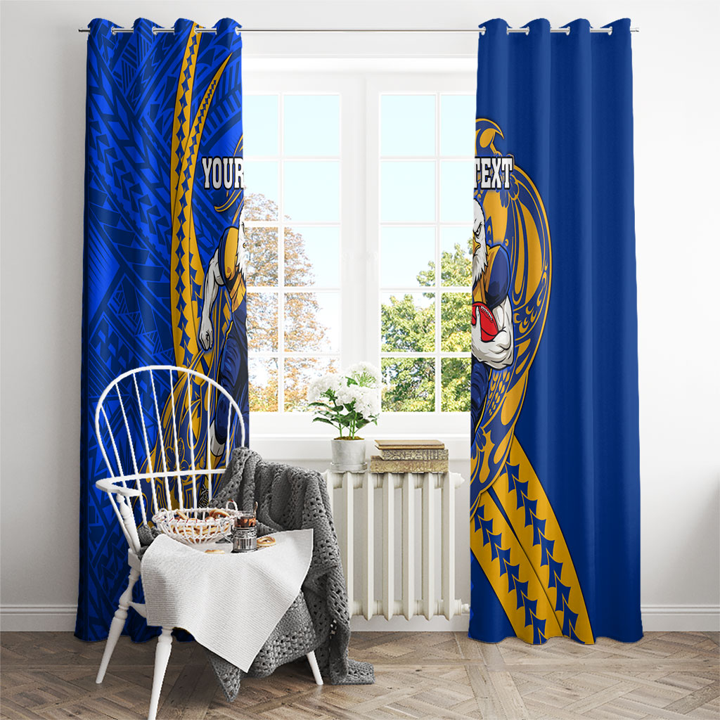 Personalized West Coast Eagles Window Curtain Polynesian Tribal Eagle Mascot With Hibiscus Floral Art