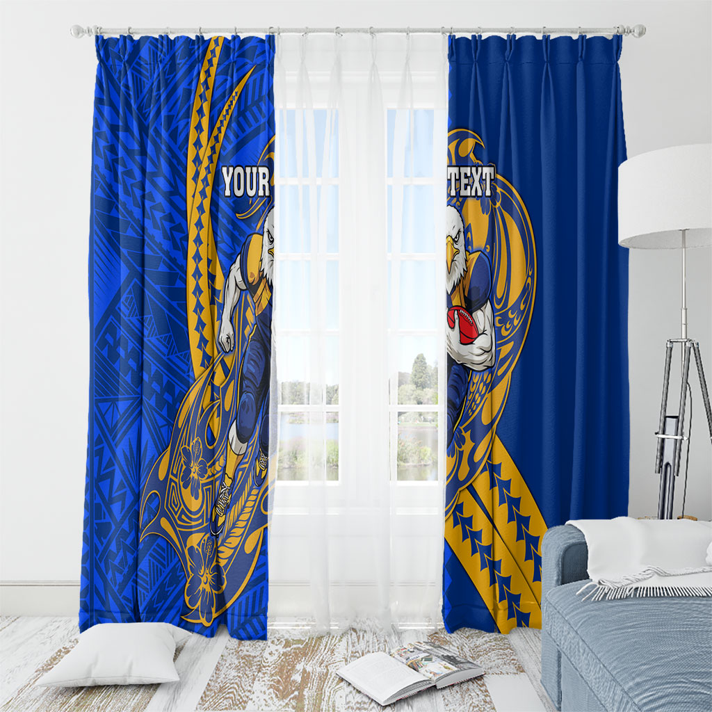 Personalized West Coast Eagles Window Curtain Polynesian Tribal Eagle Mascot With Hibiscus Floral Art