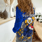 Personalized West Coast Eagles Women Casual Shirt Polynesian Tribal Eagle Mascot With Hibiscus Floral Art