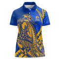 Personalized West Coast Eagles Women Polo Shirt Polynesian Tribal Eagle Mascot With Hibiscus Floral Art