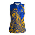 Personalized West Coast Eagles Women Sleeveless Polo Shirt Polynesian Tribal Eagle Mascot With Hibiscus Floral Art