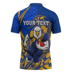 Personalized West Coast Eagles Zipper Polo Shirt Polynesian Tribal Eagle Mascot With Hibiscus Floral Art