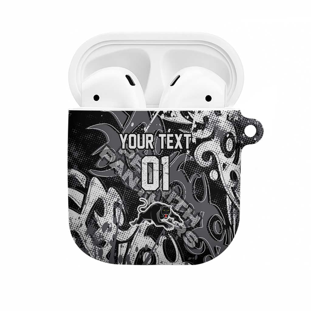 Personalized Penrith Panthers Rugby AirPods Case Urban Street Graffiti Style - Distressed Splatter Elements
