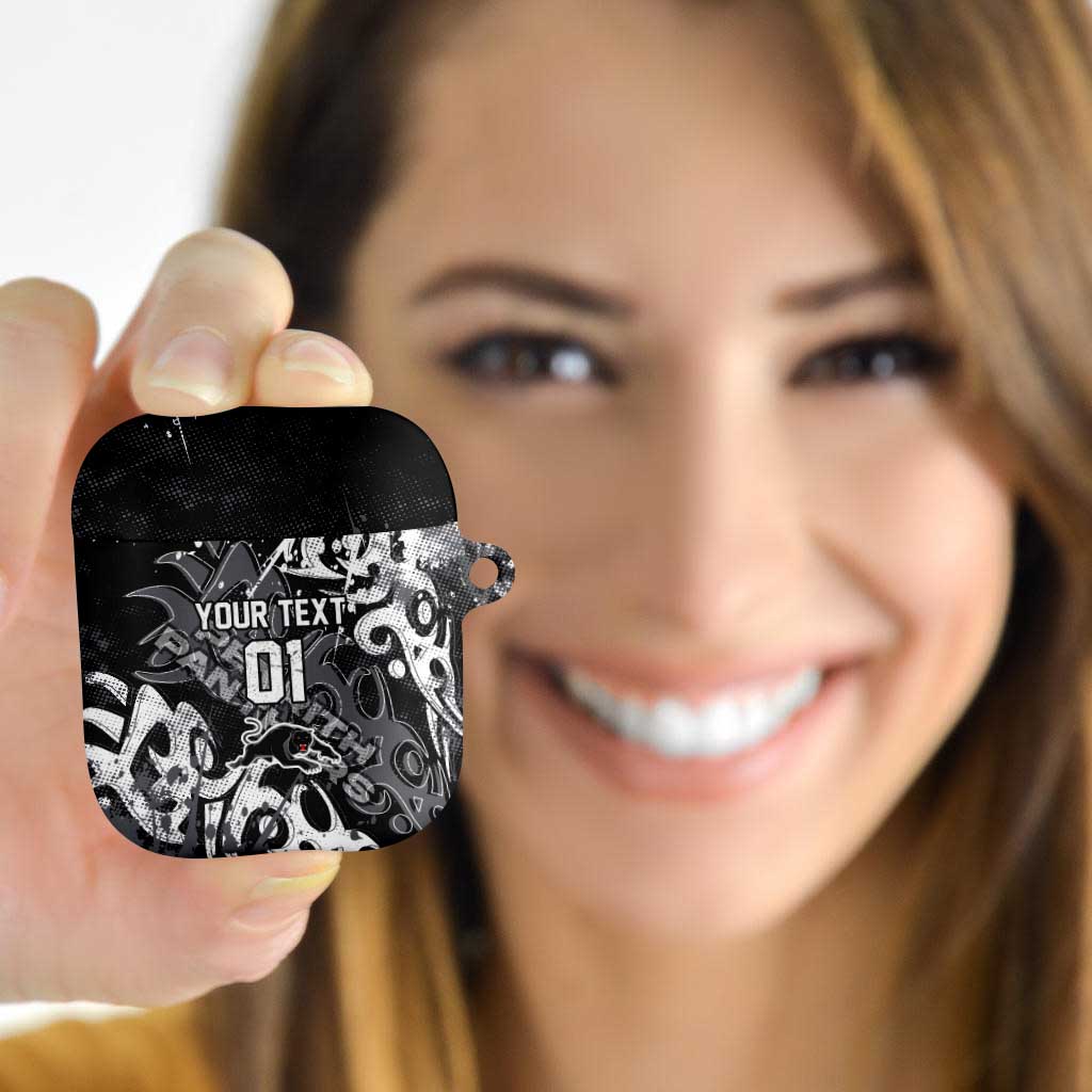 Personalized Penrith Panthers Rugby AirPods Case Urban Street Graffiti Style - Distressed Splatter Elements