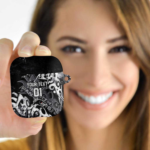 Personalized Penrith Panthers Rugby AirPods Case Urban Street Graffiti Style - Distressed Splatter Elements