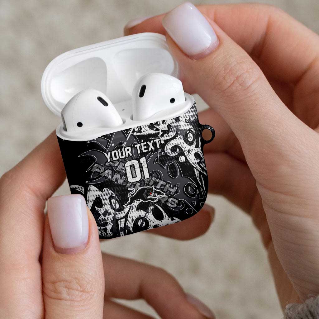 Personalized Penrith Panthers Rugby AirPods Case Urban Street Graffiti Style - Distressed Splatter Elements