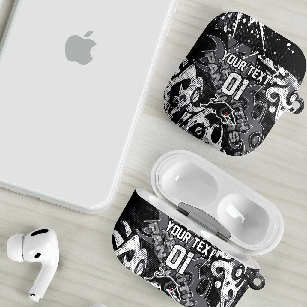 Personalized Penrith Panthers Rugby AirPods Case Urban Street Graffiti Style - Distressed Splatter Elements