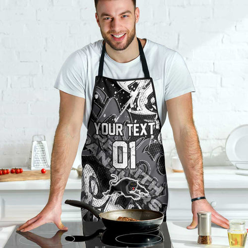 Personalized Penrith Panthers Rugby Apron Urban Street Graffiti Style - Distressed Splatter Elements