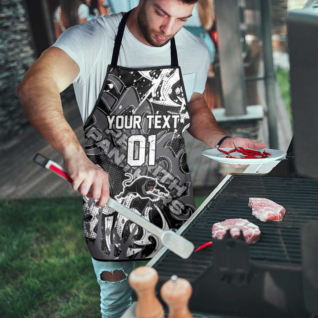 Personalized Penrith Panthers Rugby Apron Urban Street Graffiti Style - Distressed Splatter Elements