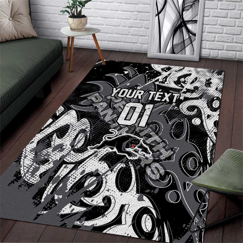 Personalized Penrith Panthers Rugby Area Rug Urban Street Graffiti Style - Distressed Splatter Elements