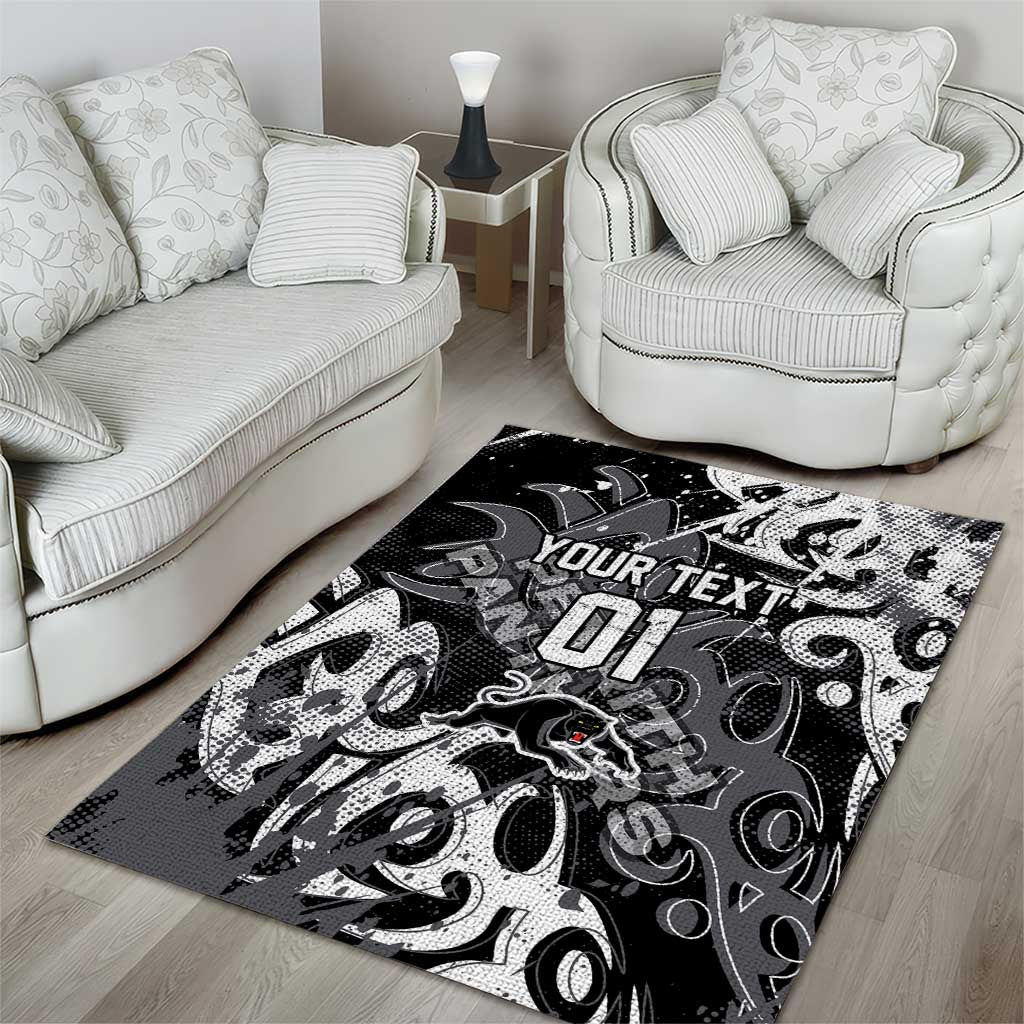 Personalized Penrith Panthers Rugby Area Rug Urban Street Graffiti Style - Distressed Splatter Elements