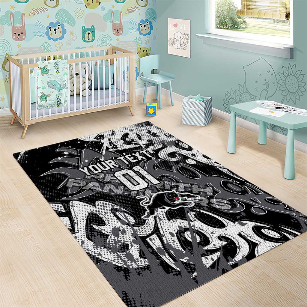 Personalized Penrith Panthers Rugby Area Rug Urban Street Graffiti Style - Distressed Splatter Elements