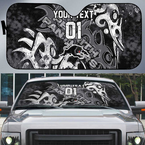 Personalized Penrith Panthers Rugby Auto Sun Shade Urban Street Graffiti Style - Distressed Splatter Elements