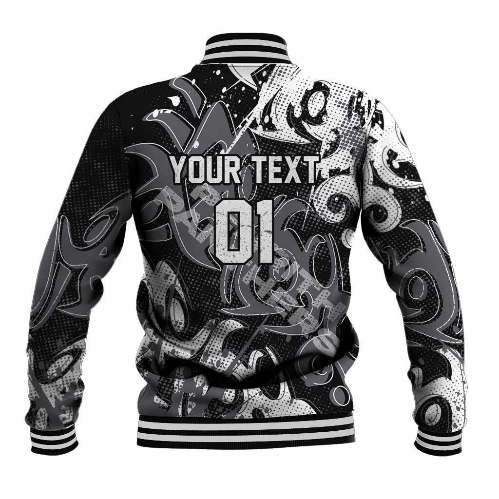 Personalized Penrith Panthers Rugby Baseball Jacket Urban Street Graffiti Style - Distressed Splatter Elements