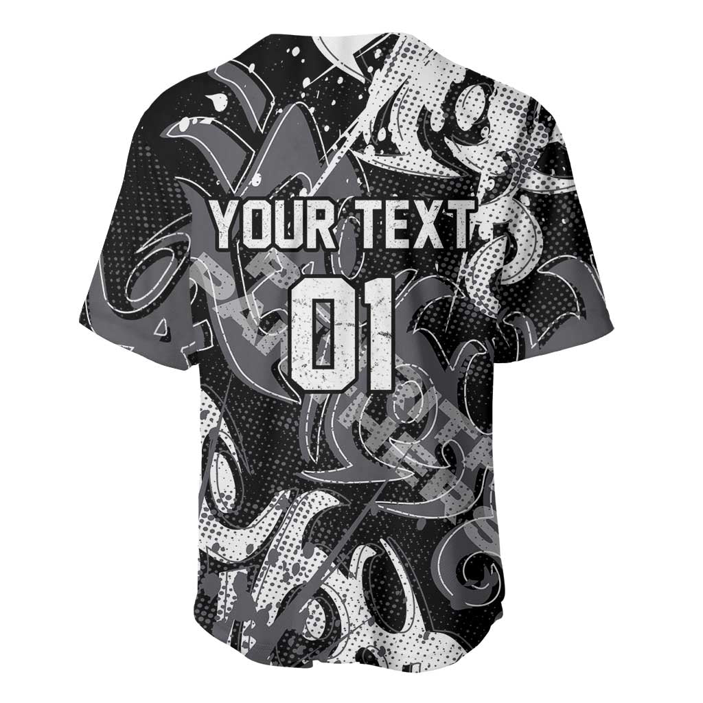 Personalized Penrith Panthers Rugby Baseball Jersey Urban Street Graffiti Style - Distressed Splatter Elements