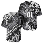 Personalized Penrith Panthers Rugby Baseball Jersey Urban Street Graffiti Style - Distressed Splatter Elements