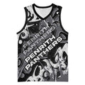 Personalized Penrith Panthers Rugby Basketball Jersey Urban Street Graffiti Style - Distressed Splatter Elements