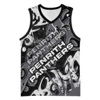 Personalized Penrith Panthers Rugby Basketball Jersey Urban Street Graffiti Style - Distressed Splatter Elements