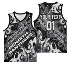 Personalized Penrith Panthers Rugby Basketball Jersey Urban Street Graffiti Style - Distressed Splatter Elements