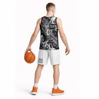 Personalized Penrith Panthers Rugby Basketball Jersey Urban Street Graffiti Style - Distressed Splatter Elements