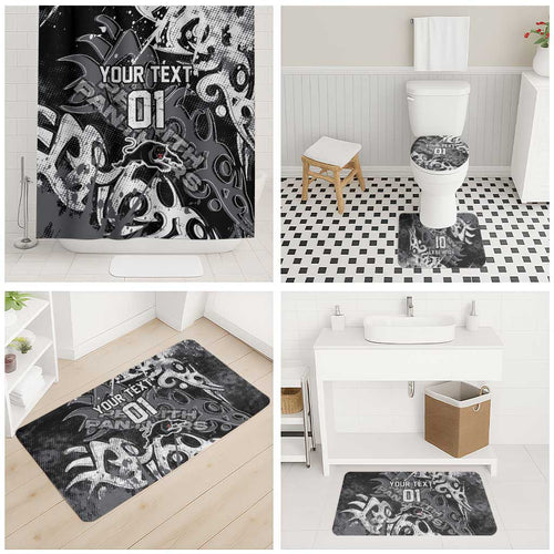 Personalized Penrith Panthers Rugby Bathroom Set Urban Street Graffiti Style - Distressed Splatter Elements