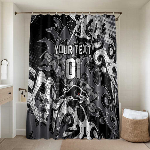 Personalized Penrith Panthers Rugby Bathroom Set Urban Street Graffiti Style - Distressed Splatter Elements