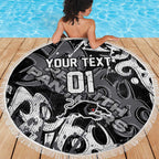 Personalized Penrith Panthers Rugby Beach Blanket Urban Street Graffiti Style - Distressed Splatter Elements