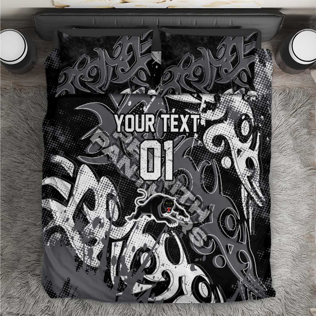 Personalized Penrith Panthers Rugby Bedding Set Urban Street Graffiti Style - Distressed Splatter Elements