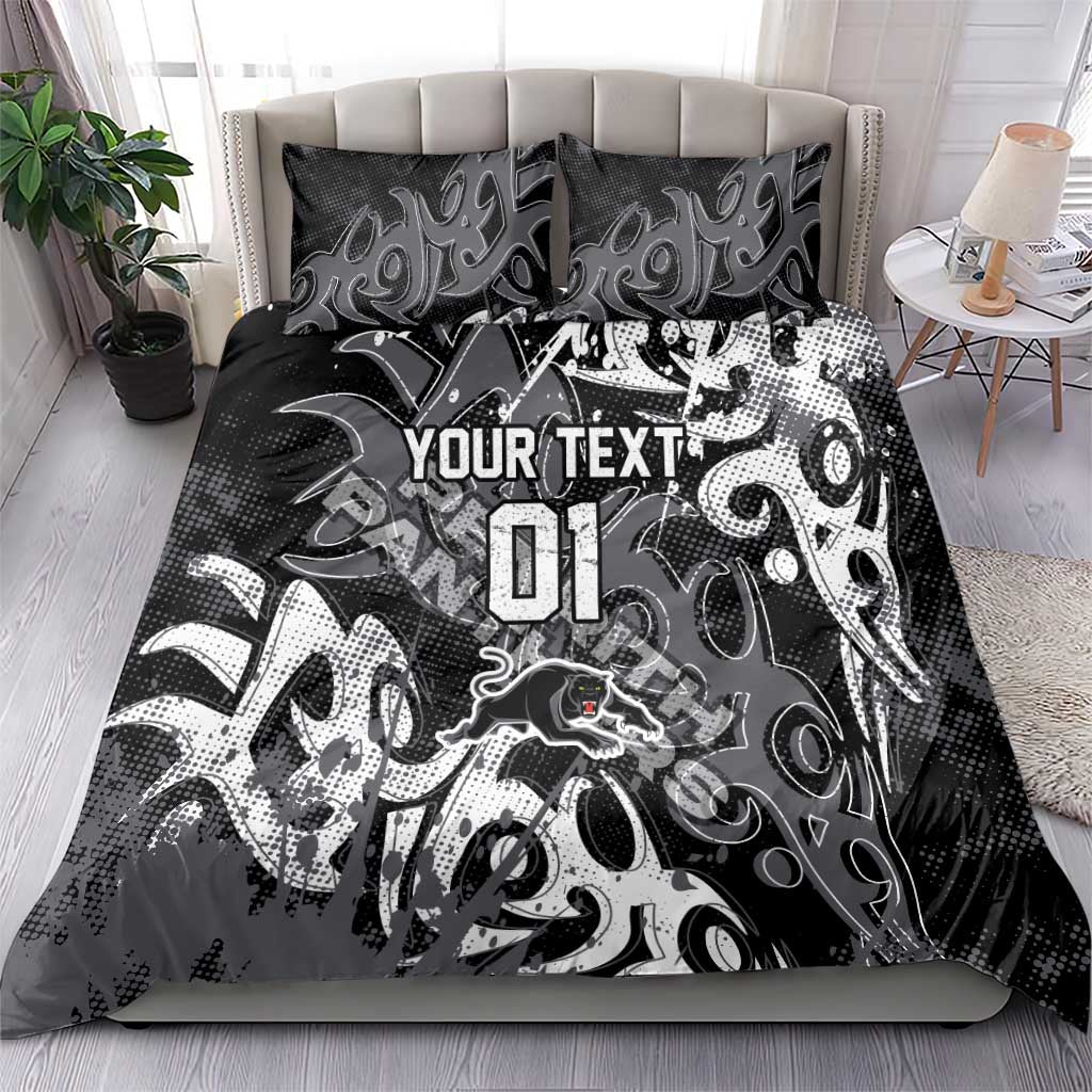 Personalized Penrith Panthers Rugby Bedding Set Urban Street Graffiti Style - Distressed Splatter Elements