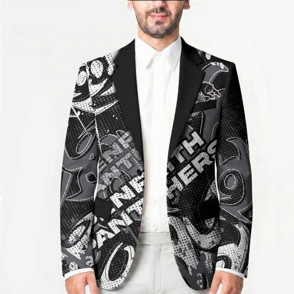 Personalized Penrith Panthers Rugby Blazer Urban Street Graffiti Style - Distressed Splatter Elements