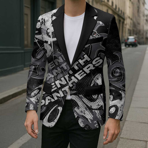 Personalized Penrith Panthers Rugby Blazer Urban Street Graffiti Style - Distressed Splatter Elements