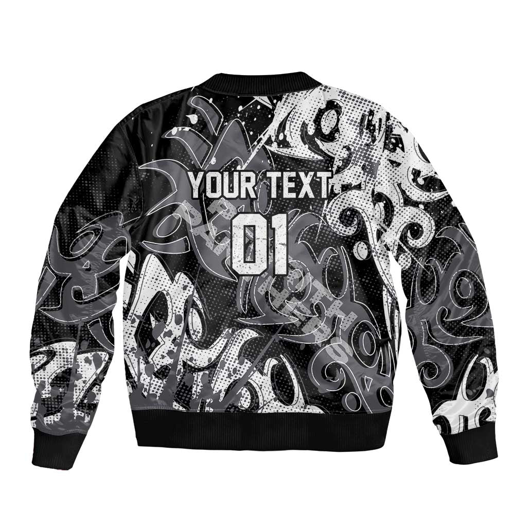 Personalized Penrith Panthers Rugby Bomber Jacket Urban Street Graffiti Style - Distressed Splatter Elements