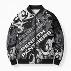 Personalized Penrith Panthers Rugby Bomber Puffer Jacket Urban Street Graffiti Style - Distressed Splatter Elements