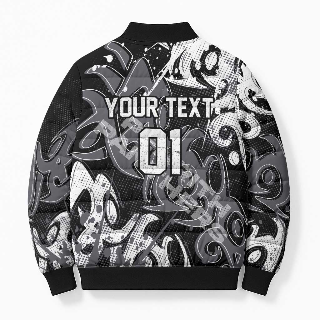 Personalized Penrith Panthers Rugby Bomber Puffer Jacket Urban Street Graffiti Style - Distressed Splatter Elements