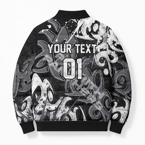 Personalized Penrith Panthers Rugby Bomber Puffer Jacket Urban Street Graffiti Style - Distressed Splatter Elements
