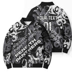Personalized Penrith Panthers Rugby Bomber Puffer Jacket Urban Street Graffiti Style - Distressed Splatter Elements
