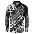 Personalized Penrith Panthers Rugby Button Sweatshirt Urban Street Graffiti Style - Distressed Splatter Elements