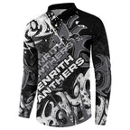 Personalized Penrith Panthers Rugby Button Sweatshirt Urban Street Graffiti Style - Distressed Splatter Elements