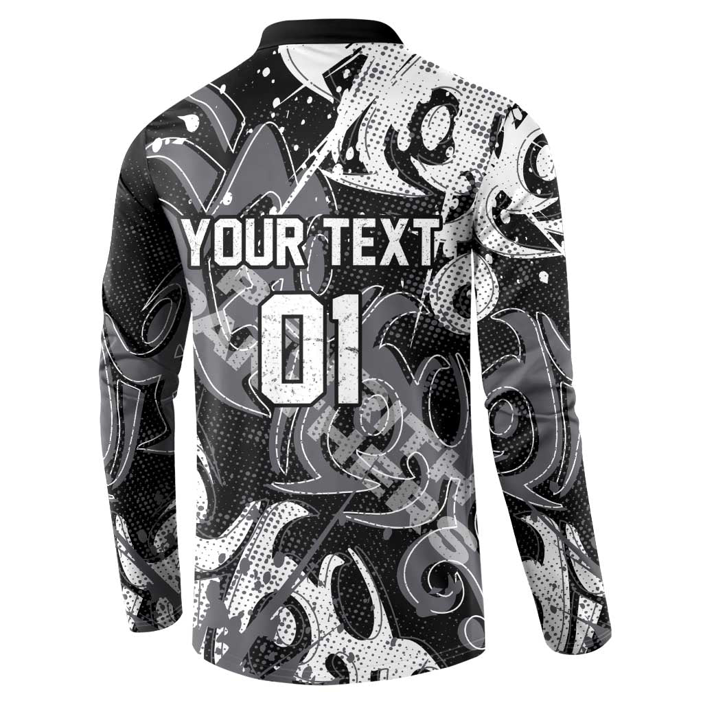 Personalized Penrith Panthers Rugby Button Sweatshirt Urban Street Graffiti Style - Distressed Splatter Elements