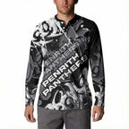 Personalized Penrith Panthers Rugby Button Sweatshirt Urban Street Graffiti Style - Distressed Splatter Elements