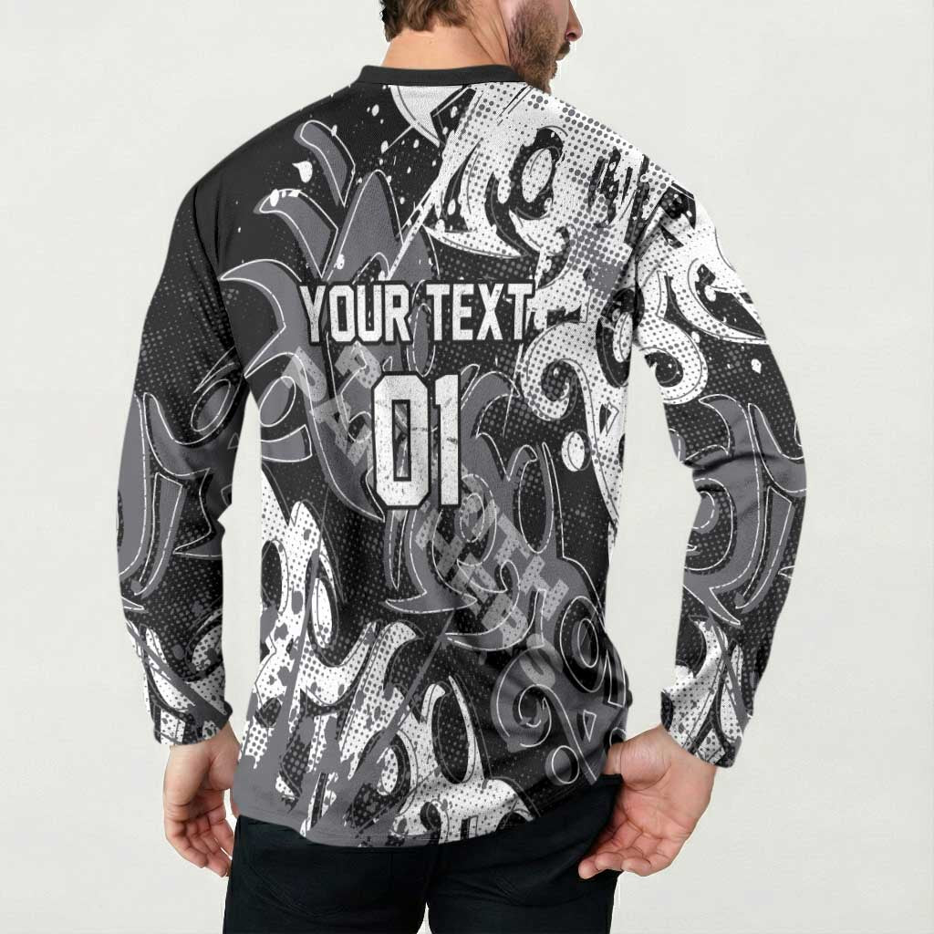 Personalized Penrith Panthers Rugby Button Sweatshirt Urban Street Graffiti Style - Distressed Splatter Elements