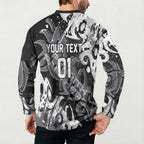 Personalized Penrith Panthers Rugby Button Sweatshirt Urban Street Graffiti Style - Distressed Splatter Elements