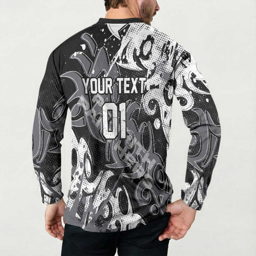 Personalized Penrith Panthers Rugby Button Sweatshirt Urban Street Graffiti Style - Distressed Splatter Elements