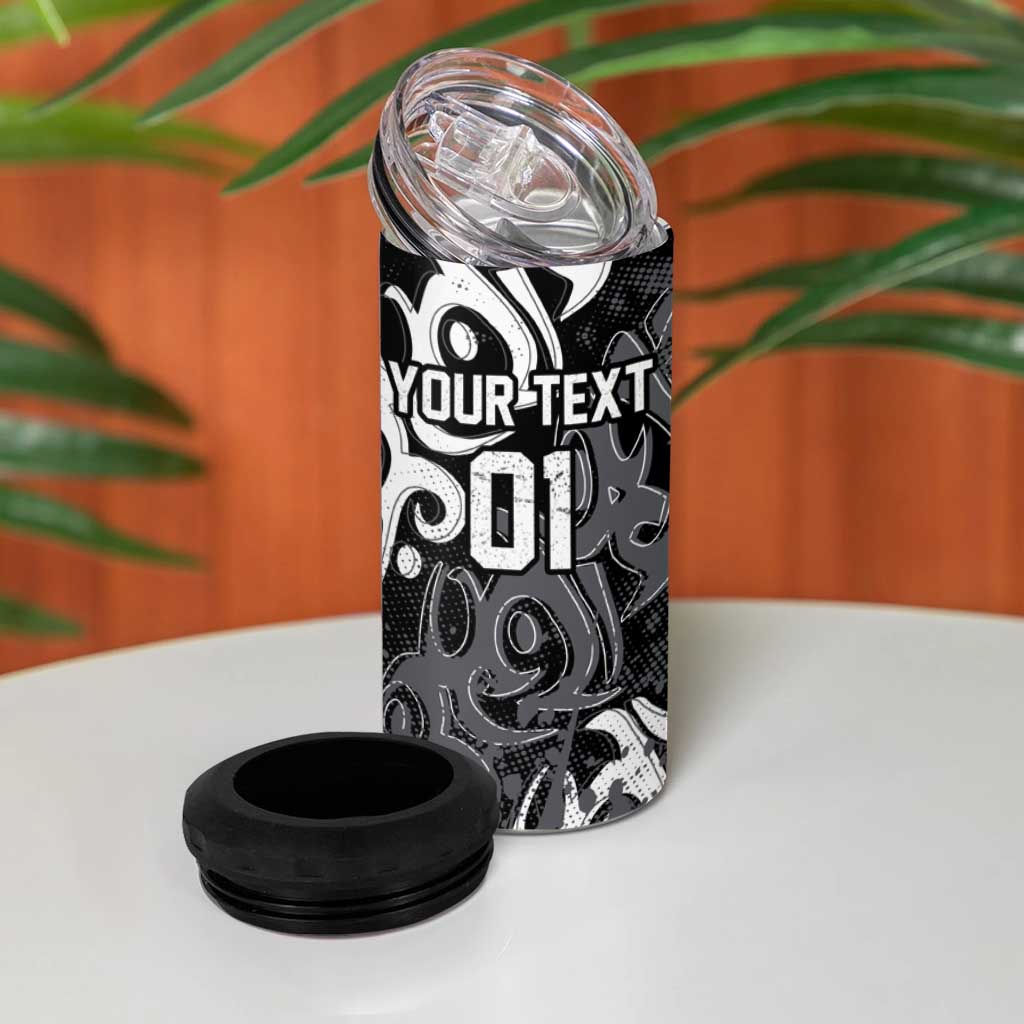 Personalized Penrith Panthers Rugby 4 in 1 Can Cooler Tumbler Urban Street Graffiti Style - Distressed Splatter Elements