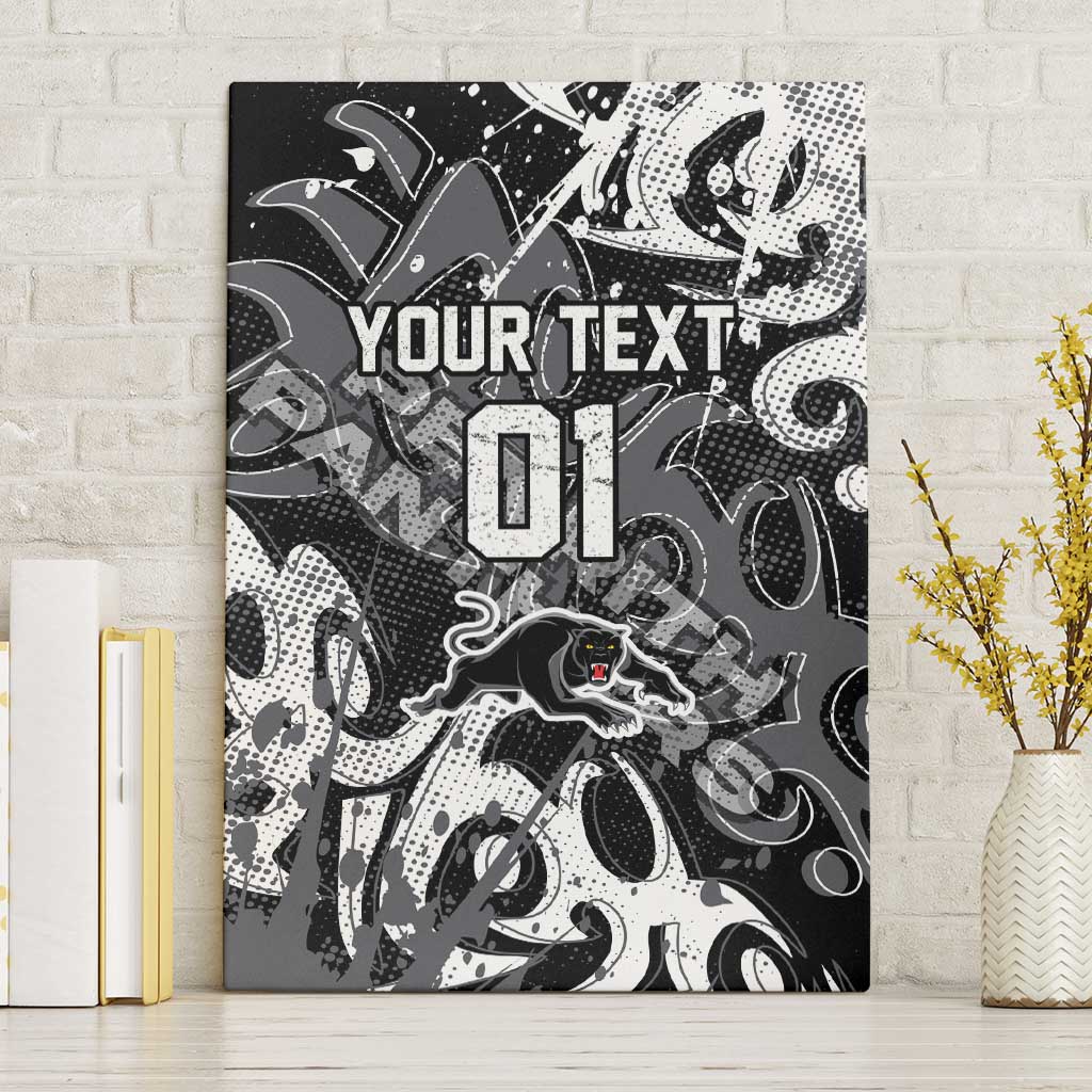 Personalized Penrith Panthers Rugby Canvas Wall Art Urban Street Graffiti Style - Distressed Splatter Elements