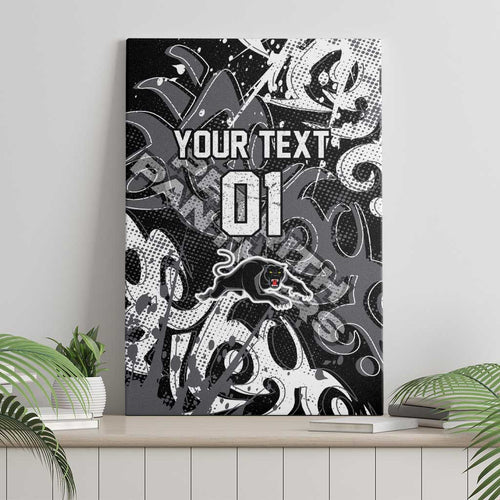 Personalized Penrith Panthers Rugby Canvas Wall Art Urban Street Graffiti Style - Distressed Splatter Elements