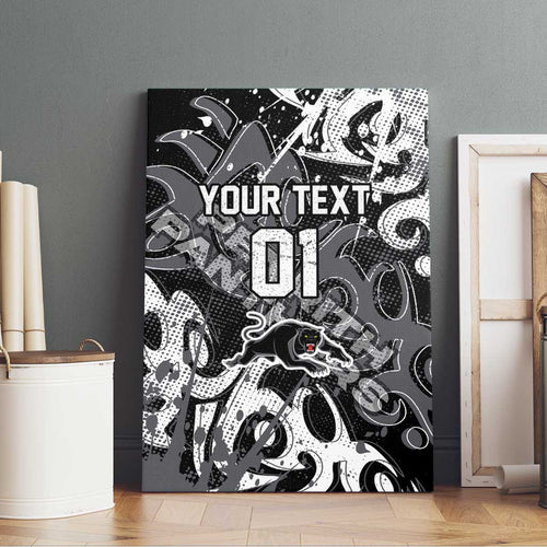 Personalized Penrith Panthers Rugby Canvas Wall Art Urban Street Graffiti Style - Distressed Splatter Elements